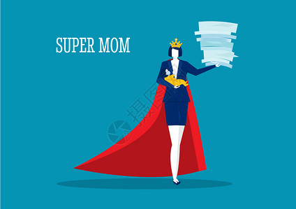 女英雄母亲独自做办公室工作和家庭业背景图片