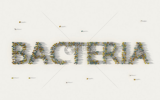 在社交媒体和白人背景的社区概念中形成细菌文字的一大批人图片
