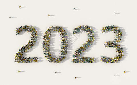 在社交媒体和白人背景的社区概念中形成203年新节假日快乐的文本号码图片