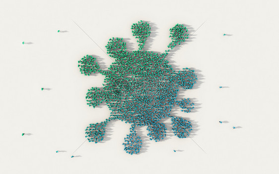 形成新冠19或新冠标志的大批民众在社交媒体和白人背景的社区概念中聚在一起图片