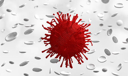 新冠2019nCoV或新冠19带白血细胞亚洲流感染在医学概念上作为流行病风险在全世界爆发关闭显微镜细胞3d插图图片