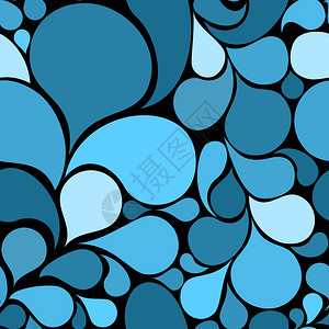 蓝色抽象的无缝图案由各种飞溅形成图片