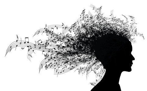 女音乐家肖像毛发一样带音符的光影Muse图片