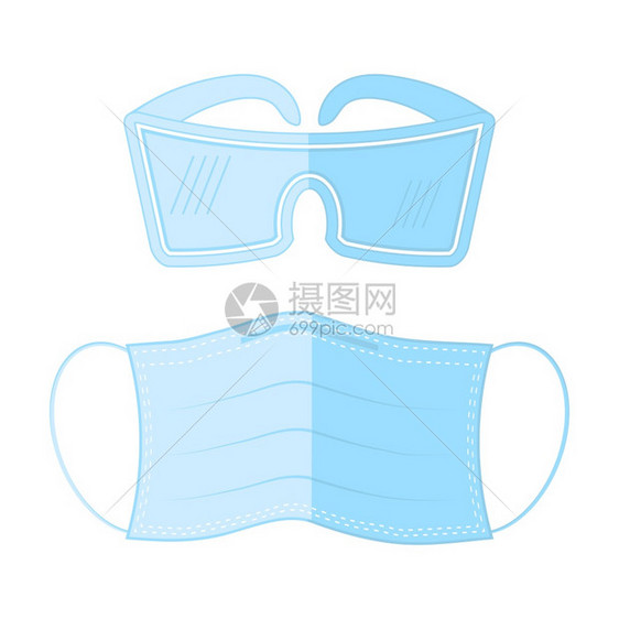 白背景上孤立的医学面罩和塑料玻璃保护面罩和塑料玻璃保护面罩白背景上孤立的医学面罩和塑料玻璃保护面罩和塑料玻璃保护面罩和塑料玻璃保图片