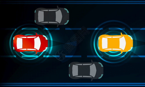 驾驶员协助系统自动汽车概念3D图片