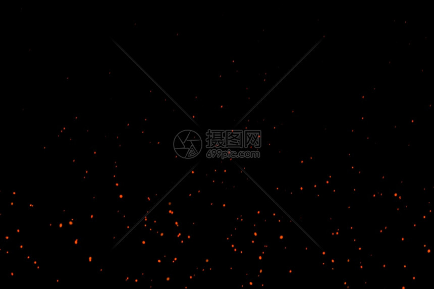 深夜小红火升起的横向美丽燃烧热火柴黑背景上的抽象阿尔法隔离火光闪粒子活动运循环画移侧面4K图片