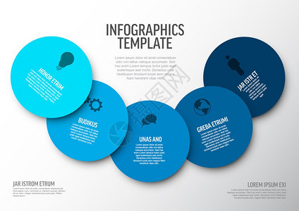 矢量最小多彩色图模板带有圆卡浅蓝色版本图片