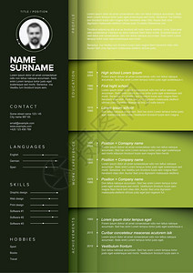 矢量暗最小化cv恢复模板带有绿色颜块设计Minimalistblue恢复模板图片