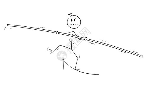 矢量卡通棒图绘制人类商密身行者或绳子人与酒吧走在绳子上的概念插图风险和平衡业务概念矢量卡通插图罗普行者TightropeWalk图片