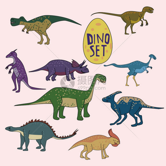 一组可爱有趣的恐龙图片