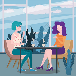 桌子喝咖啡插画_桌子喝咖啡卡通_桌子喝咖啡插图_手绘_板绘_摄图网