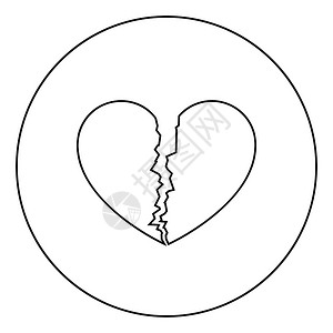 平板样式简单图像圆形黑颜色矢量显示平板风格图像的碎心标图片素材