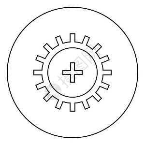 圆形黑色齿轮卡通矢量插图图片