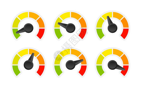 评分客户满意度计从红色到绿的不同情感艺术设计时的抽象概念图形元素速率计指标分数矢量图数图片