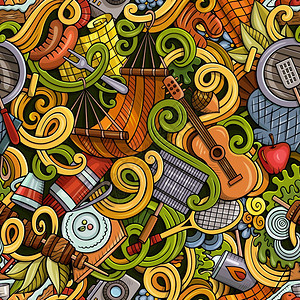 彩色卡通可爱手工绘制涂鸦野餐主题图片