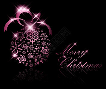 圣诞舞会由黑色背景矢量的紫雪花制成图片