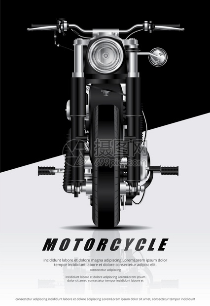 大气黑色的摩托车矢量说明图图片