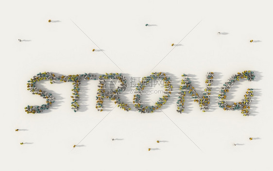 在社交媒体和白人背景的社区概念中形成强烈文字的一大批人图片