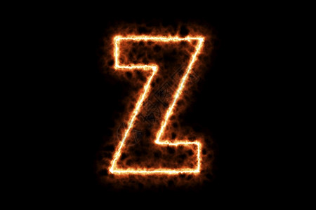 火燃烧形成字母Z首都英文字母符与黑色背景隔绝3D翻譯插图热框架点火用符号烟雾图片