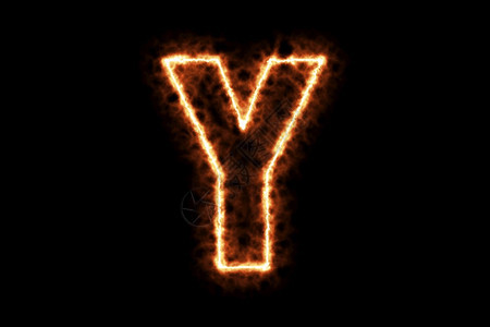 火燃烧形成字母Y首都英文字母符与黑色背景隔绝3D投影插图热框架点火用符号烟雾图片