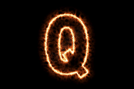 火燃烧构成字母Q首都英文字母符与黑色背景隔绝3D翻譯插图热框架点火用符号烟雾图片