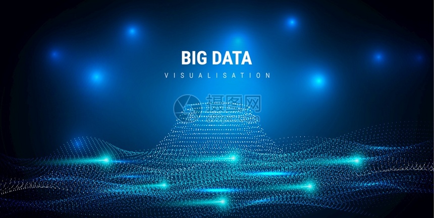 宏大数据未来信息图形美学设计视觉信息复杂度数据线图集商业分析图解波点的分形网格声音可视化图片