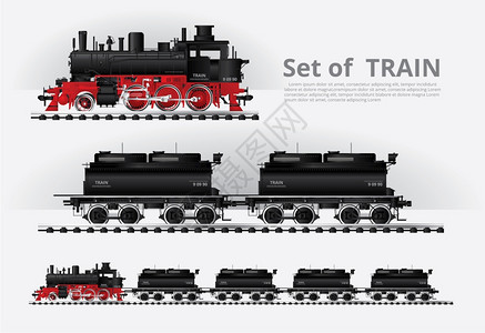铁路黑色运列车矢量插图图片