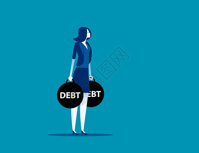持有债务的女商人概念业矢量风险问题贷款图片