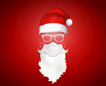3D插图圣诞老人面对医疗具帽子眼镜胡和圣诞老人设计要素假日图标图片