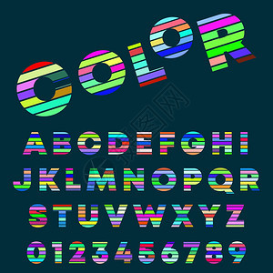 字母和数颜色设计彩字体模板矢量说明图片