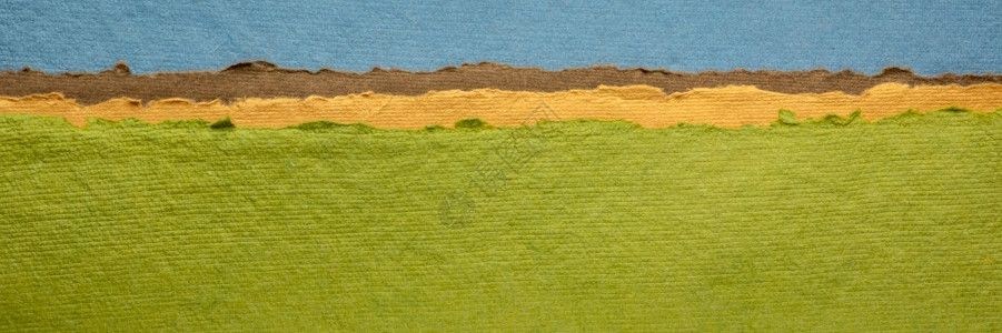蓝天空和绿地的抽象景观由回收的棉花布料全景网络横幅制作的多彩手工印地安人文件汇编图片