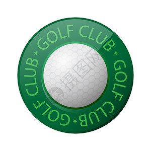 GolfBall图标和Club文本在白背景上孤立图片