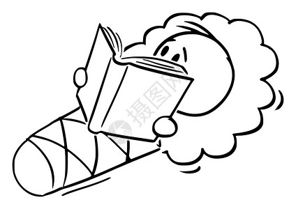 襁褓读书的火柴人婴儿插画