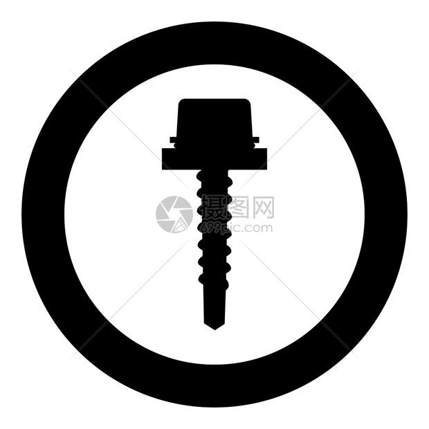 圆形黑色螺丝钉卡通矢量插图