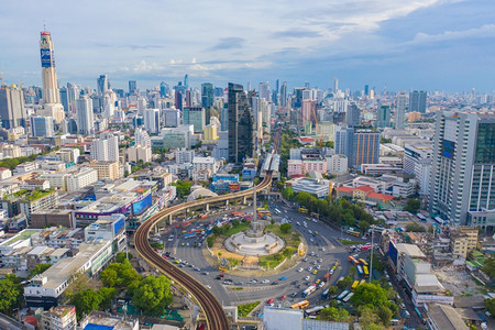 泰国曼谷市中心天线环形路空中全景图片