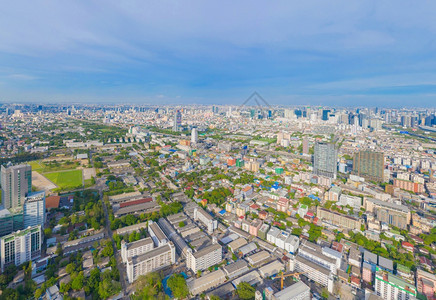 泰国曼谷市金融区和商业中心空中观察图片