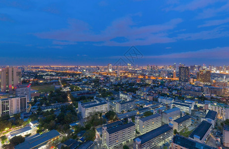 泰国曼谷市金融区和商业中心空中观察图片