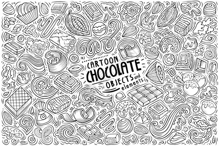 巧克力豆曲奇巧克力主题项目对象和符号插画