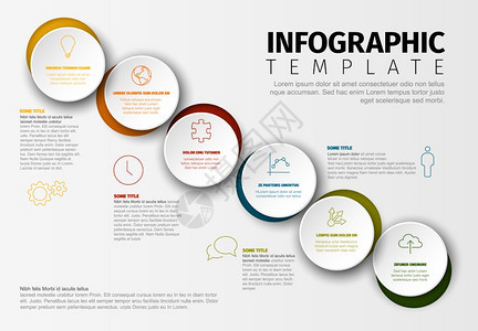 矢量最小色彩多的Infographic报告模板带有圆块矢量最小色彩多的Inffographic模板图片