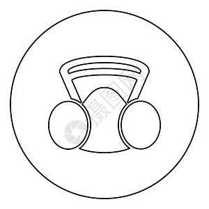 黑色圆圈防毒面具卡通矢量设计元素图片