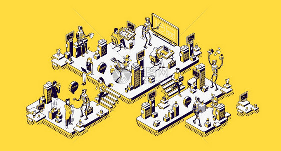 人类和航空机器办公室工作员机器雇与未来工作场所的人一起工作机器人自动化工智能技术等离子三维矢量线艺术图解人类和机器办公室工作员机图片