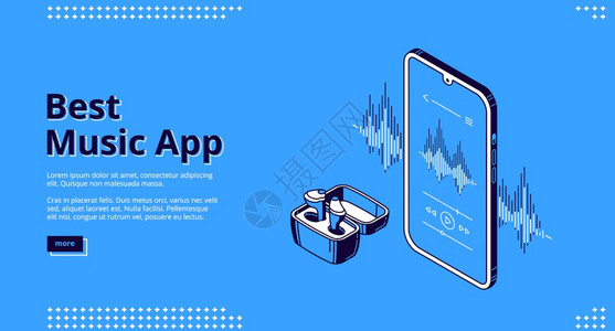 音乐播放和无线耳机概念海报图片