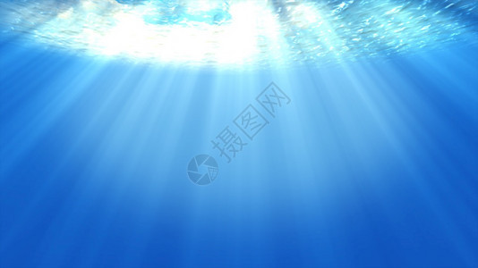 海水下光线美丽的阳面纱海洋波水下运动和与射线流光从深蓝色水中闪耀产生美丽的水光反射背景图片