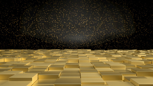 3d内置装金立方在地板上黑墙立方在地板金黑墙立方