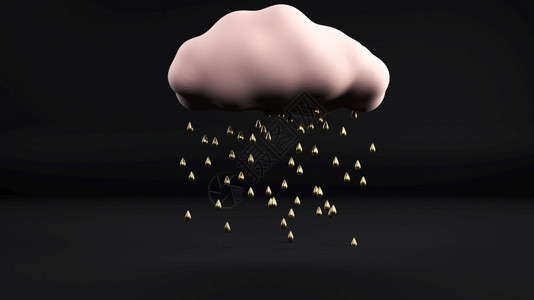 3D金色雨由黑内地的粉云层飘扬3d金色雨层由黑内地的粉云层飘扬3Timpic插图由黑色内地的粉云层飘扬图片