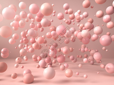 粉色球和体在纸背景上坠落和飘移的抽象图像3d插图在娱乐时装和化妆品广告中使用图像转换图片