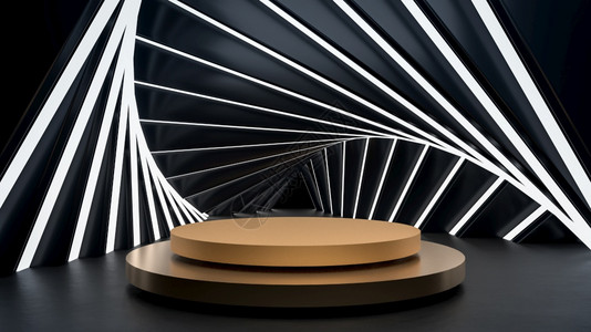 2019感恩有你scifi抽象场景有金圆台在高科技隧道内部的展位或讲台有