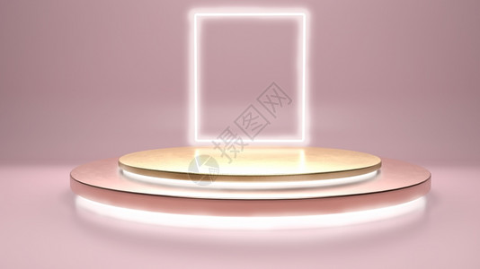 粉红色工作室中带有光门和金台讲或展位的抽象场景3D转换将文字或产品放在讲台上的完美图像化妆品食饮料娱乐和时装用光门和金台讲或粉色图片