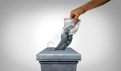 投票镇压对选和举欺诈或犯罪的镇压或选举犯罪篡改和操纵选票将作为非法举计划用3D插图图片