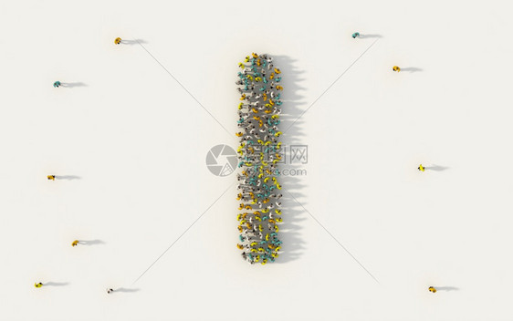 在社交媒体和白人背景的社区概念中形成字母I首都英文字母符和白人背景的社区概念一大批人图片